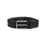 Gevlochten Zwart Zilver Riem Bottega Veneta , Black , Heren