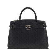 Elegante zwarte schoudertas met gouden details Guess , Black , Dames