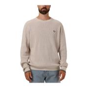 Waffle Stitch Crew Neck Jumper Fred Perry , Beige , Heren