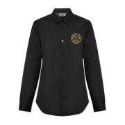 Overhemd met geborduurd logo Versace Jeans Couture , Black , Heren