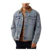 Indigo Teddy Jack met Cord Kraag Scotch & Soda , Blue , Heren