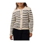 Gestreepte Gebreide Vest Paula Neo Noir , Beige , Dames