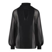 Crepe Effect V-Hals Blouse P.a.r.o.s.h. , Black , Dames