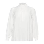 Blouse met pofmouwen en ruchedetails Kaffe Curve , White , Dames