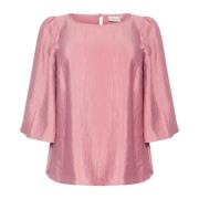 Elegante Blouse met Crop Mouwen Kaffe Curve , Pink , Dames