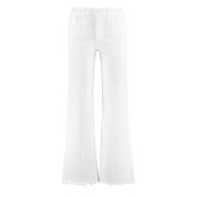 Roller Fray Wide Jeans met Metalen Knopen Mother , White , Dames