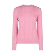 Sorbonne O-Neck Kabelgebreide Trui MC2 Saint Barth , Pink , Dames