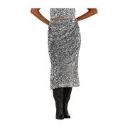 Glanzende Zilveren Midi Rok Notre-v , Gray , Dames