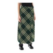 Faded Check Wool Twill Kilt Burberry , Green , Dames