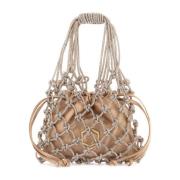 Kristal Draad Mini Handtas Hibourama , Beige , Dames