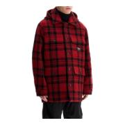 Geruite Cruiser Hoodie Jas Woolrich , Red , Heren