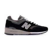 Gelaagde Leren Sneakers met Reflecterende N-logo's New Balance , Black...