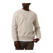 Beige Fleece Crewneck Sweater Tommy Hilfiger , Beige , Heren