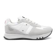 Witte Suède Nylon Leren Sneaker Blauer , White , Heren