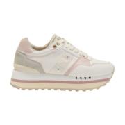 Roze Leren Sneaker met Grijze Suède Blauer , White , Dames