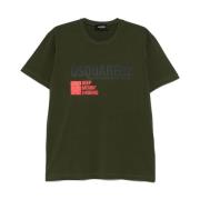 Groen Logo Print Crew Neck T-shirt Dsquared2 , Green , Heren