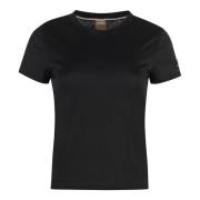 Techno Fabric T-shirt met Logo Patch Hugo Boss , Black , Dames