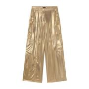 Beige Wijde Pijp Broek Metallic Finish Pinko , Beige , Dames