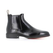 Chelsea leren enkellaarsjes Santoni , Black , Heren