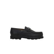 Zwarte leren mocassin met metalen detail Paraboot , Black , Heren