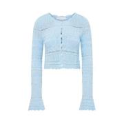 Scallop Pointelle Media Cardigan Loveshackfancy , Blue , Dames