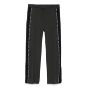 Logo Trim Wollen Broek Gucci , Gray , Heren