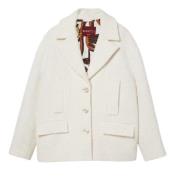 Witte Tweed Jas met Interlocking G Knopen Gucci , White , Dames