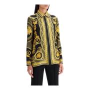 Luxe Zijden Shirt met Goddelijke Snit Versace , Multicolor , Dames