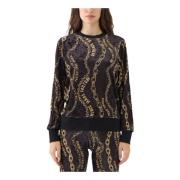 Fluweel Ketting Print Hals Top Versace Jeans Couture , Black , Dames