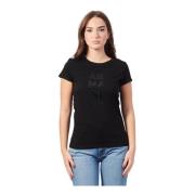 Zwart T-shirt met voorkant logo Armani Exchange , Black , Dames