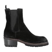 Zwarte Suède Chelsea Platte Schoenen Alexander Hotto , Black , Dames