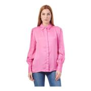 Roze Zijde Viscose Klassieke Kraag Shirt Fracomina , Pink , Dames