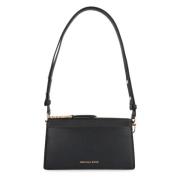 Leren Crossbody Tas met Gouden Hardware Michael Kors , Black , Dames