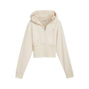 Cropped Hoodie Zip-Throughs Puma , White , Dames