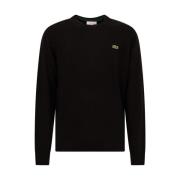 Zwarte Trui met Geborduurd Logo Lacoste , Black , Heren