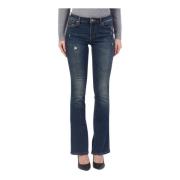 Blauwe Slim Fit Jeans met Schuurplekken Armani Exchange , Blue , Dames