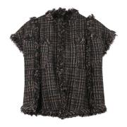 Tweed Vest Sacai , Black , Dames