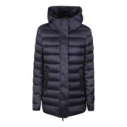 Blauwe Glanzende Hooded Pufferjas Save The Duck , Blue , Dames