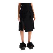 Uitlopende Hybride Rok met Zakken Sacai , Black , Dames