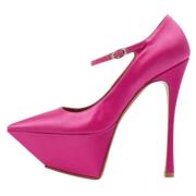 Pre-owned Satin heels Amina Muaddi Pre-owned , Pink , Dames