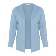 Open Front Cardigan Faded Denim Kaffe Curve , Blue , Dames