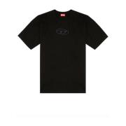 Oval D Geborduurd T-shirt (Zwart) Diesel , Black , Heren