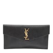 Pre-owned Leather clutches Yves Saint Laurent Vintage , Black , Dames