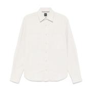 Ribfluwelen Voorkant Knoopshirt Wit Hugo Boss , White , Heren