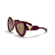 Goud Bordeaux Zonnebril V Stijl Valentino , Brown , Dames