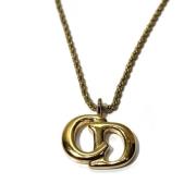 Pre-owned Metal necklaces Dior Vintage , Yellow , Dames