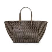 Metallic Finish Square Tote Tas Anya Hindmarch , Gray , Dames