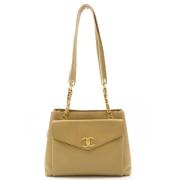 Pre-owned Leather totes Chanel Vintage , Beige , Dames