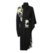 Zijden Print Kimono Jurk Schoenen Setchu , Black , Dames