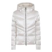 Ivory Puffer Hooded Coat Colmar , Beige , Dames